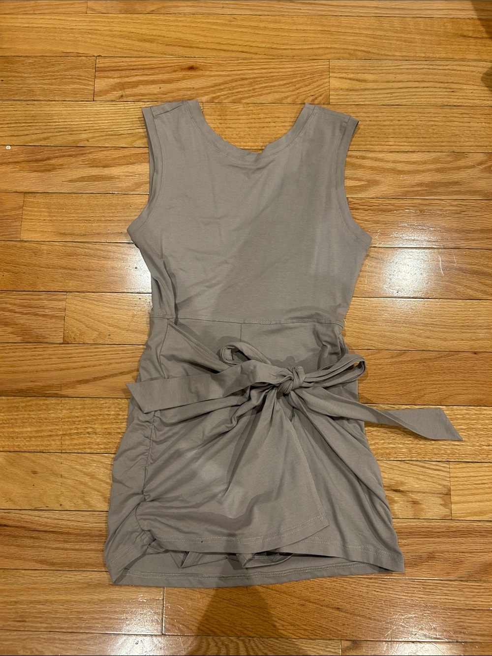 Sleeveless Taupe Tie-Waist Athleisure Dress